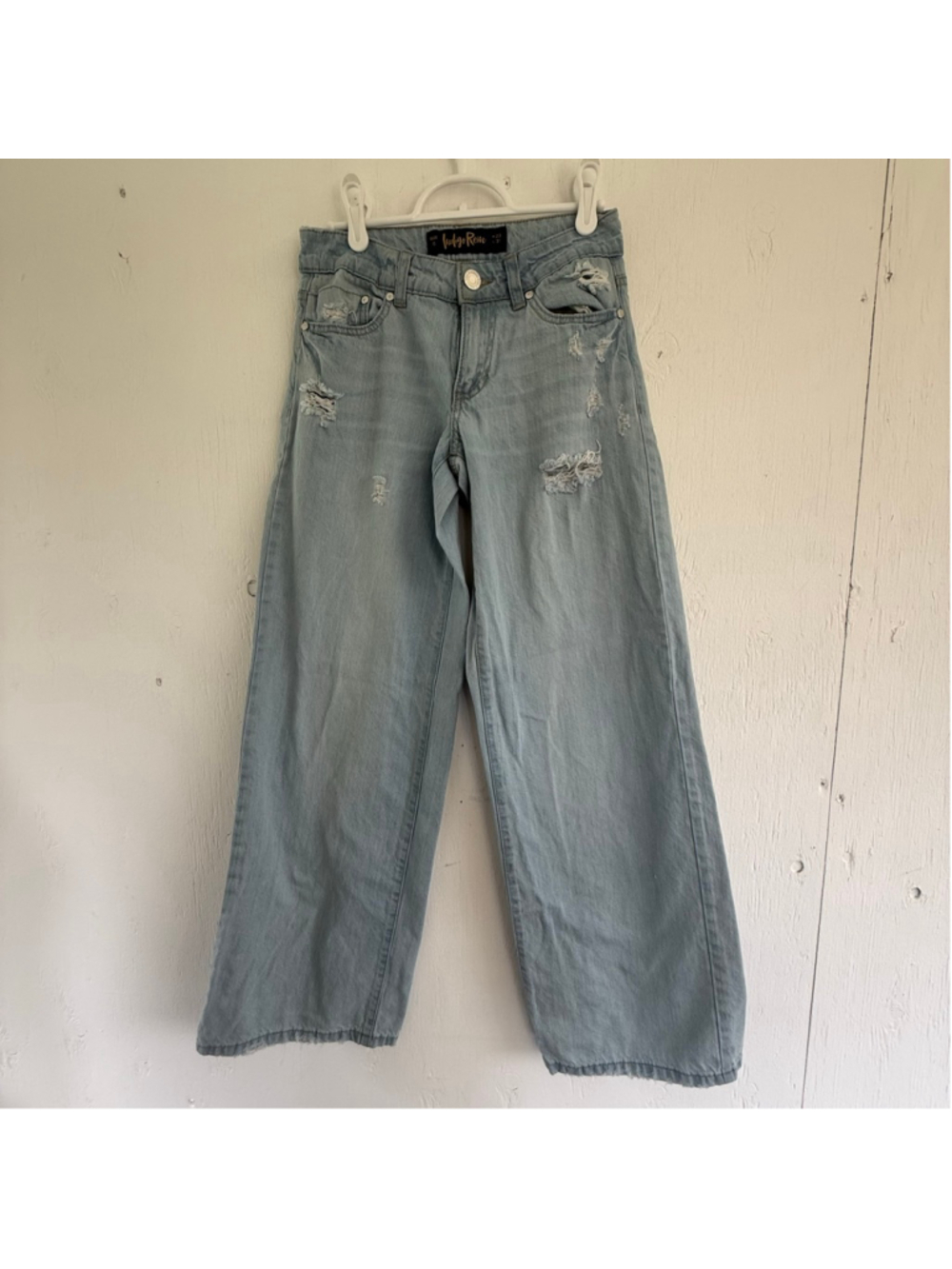 Indigo Rein Wide Leg Distressed Jeans Light Wash Size 0/23